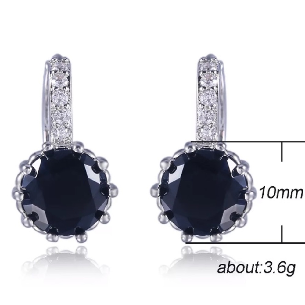 NEW Silver Charm Drop Round Diamond Earrings - Picture 2 of 2